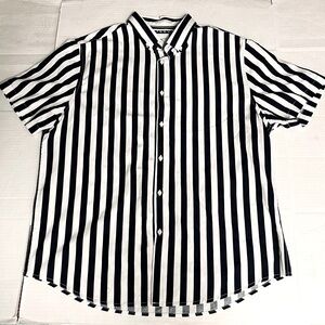 Ricky & Micky Classic Black & White Striped Mens Button Down Shirt     SIZE XL